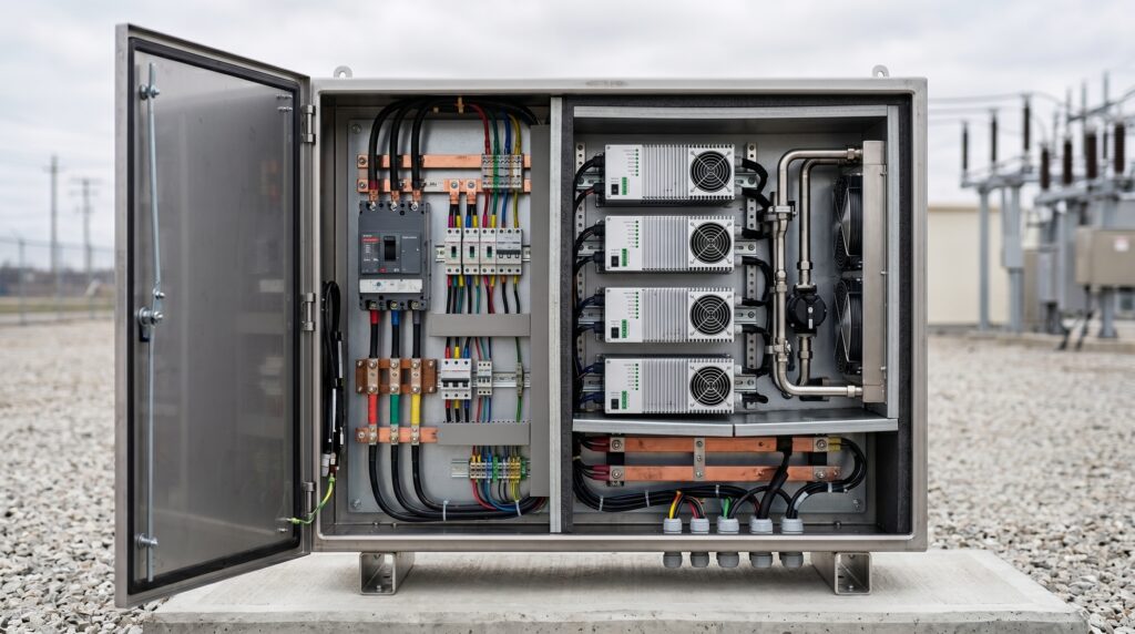 Hardened physical asset protection enclosure utilizing structural insulated panels to isolate high voltage electrical components